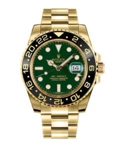 Alternative view of Rolex GMT-Master II “Green Dial” Yellow Gold