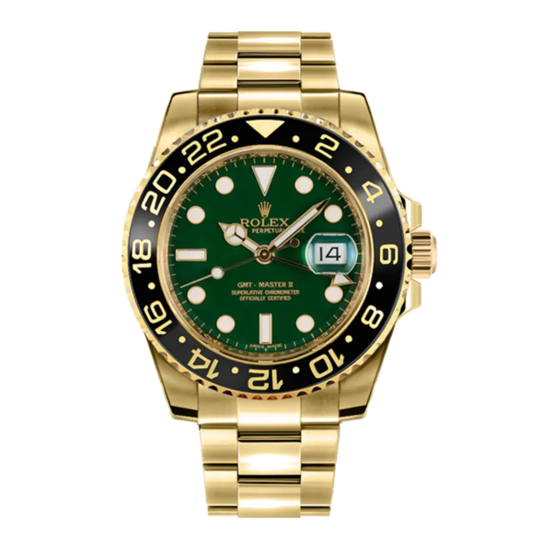 Rolex GMT-Master II “Green Dial” Yellow Gold – Image 2