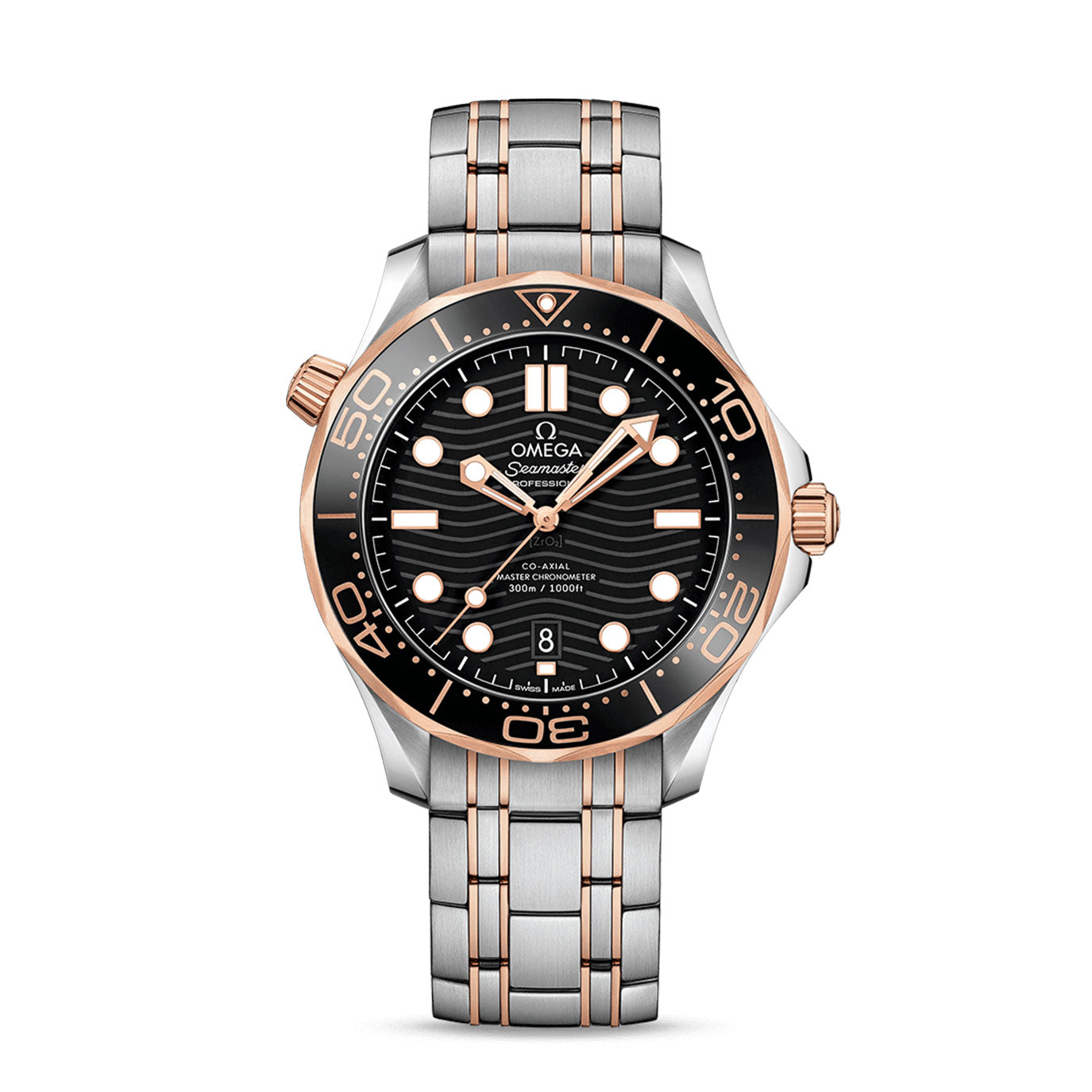 A- Seamaster Diver 300M 42 mm, steel ‑ Sedna™ gold on steel