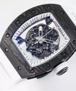 Alternative view of RM055 Skeleton White Dial Black Bezel White Rubber Strap ZF RMUL2