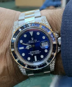Alternative view of Rolex Submariner Date 18K White Gold Diamonds Sapphires  40MM