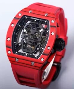 Alternative view of RM 52-01 Skull Black Dial Red Bezel Red Rubber Strap JB Tourbillon 1