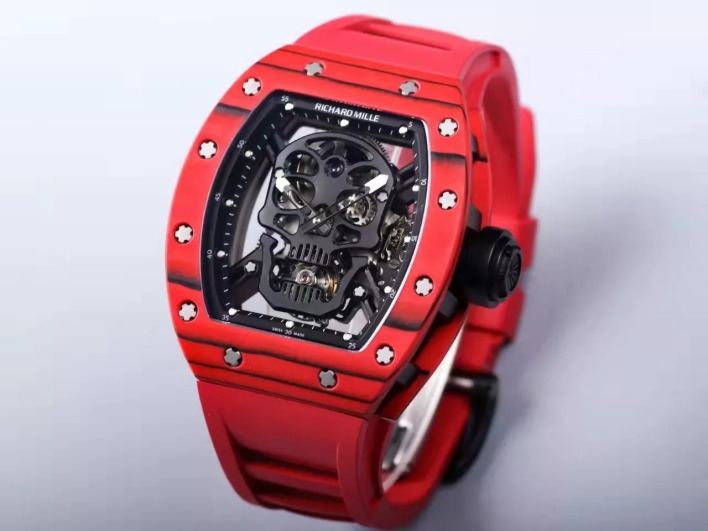 RM 52-01 Skull Black Dial Red Bezel Red Rubber Strap JB Tourbillon 1 - Image 2