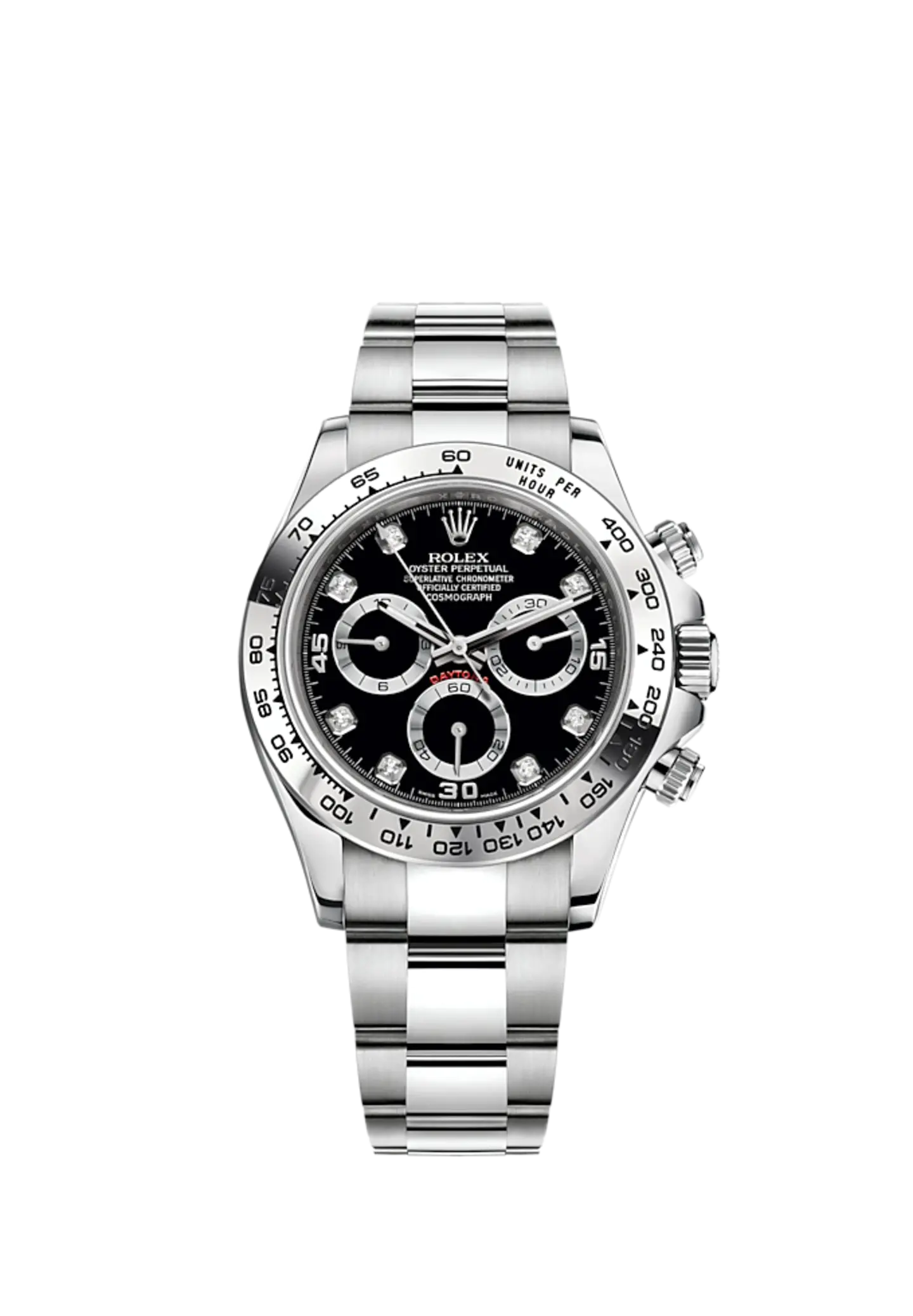 Rolex Cosmograph Daytona Stainless Steel Black Dial with Diamond Hour Markers
