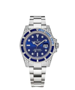 Rolex Submariner Date 18K White Gold Diamonds Sapphires  40MM