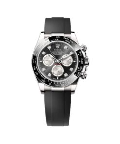 Rolex Cosmograph Daytona White Gold Black Dial Diamond Index with Black Cerachrom Bezel & Oysterflex Bracelet