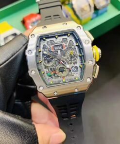 RM 11-03 Skeleton Dial White Bezel Black Rubber Strap ZY 7750