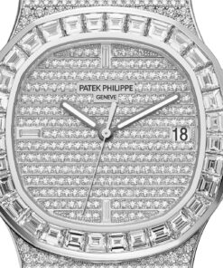 Alternative view of Nautilus Date, Sweep Seconds Watch, 18k White Gold and 1,343 diamonds