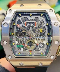 Alternative view of RM 11-03 Skeleton Dial White Bezel Black Rubber Strap ZY 7750