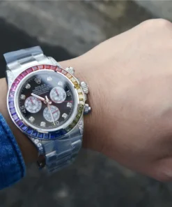 Alternative view of Rolex Daytona Rainbow Diamond Silver Stainless Steel 40mm