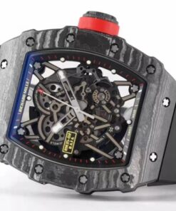 Alternative view of RM 35-02 Black Bezel Red Markers Black Rubber Strap ZF RUML3