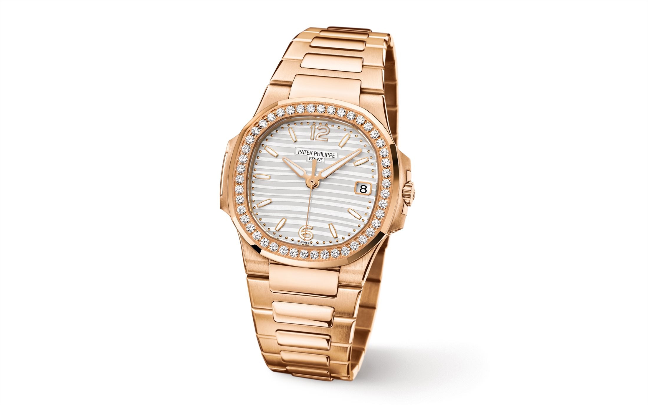 Nautilus Quartz Diamond Ladies Watch, 18k Rose Gold, 32mm - Image 4