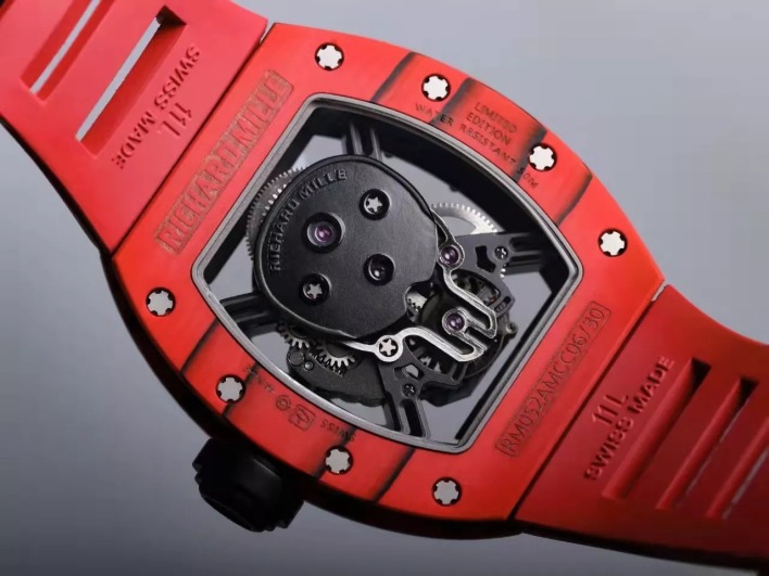 RM 52-01 Skull Black Dial Red Bezel Red Rubber Strap JB Tourbillon 1 - Image 3