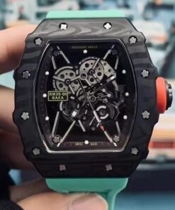 RM 35-01 Black Bezel Red Markers Green Rubber Strap RUML3