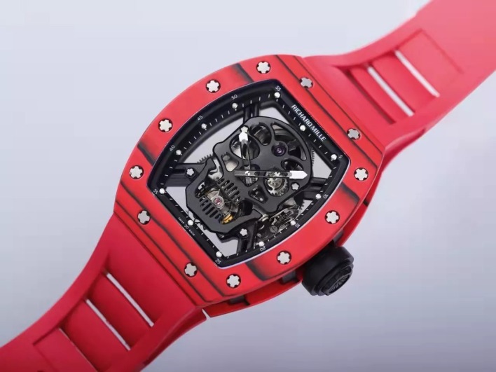 RM 52-01 Skull Black Dial Red Bezel Red Rubber Strap JB Tourbillon 1 - Image 6