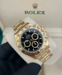 Alternative view of Rolex Cosmograph Daytona Yellow Gold Black Dial