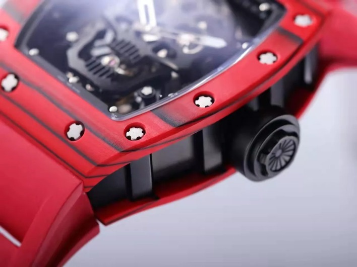 RM 52-01 Skull Black Dial Red Bezel Red Rubber Strap JB Tourbillon 1 - Image 5