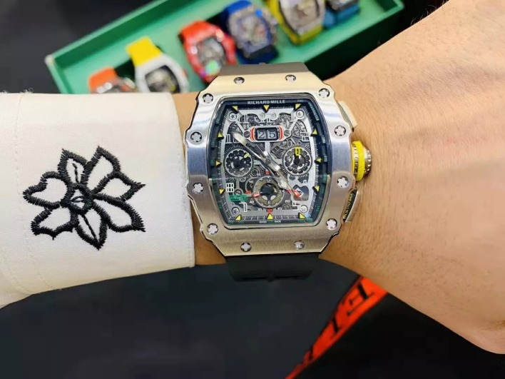 RM 11-03 Skeleton Dial White Bezel Black Rubber Strap ZY 7750 - Image 3