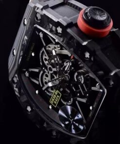 Alternative view of RM 35-01 Black Bezel Red Markers Black Rubber Strap KV RUML3