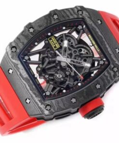 Alternative view of RM 35-02 Black Bezel Red Markers Red Rubber Strap ZF RUML3