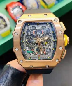 RM 11-03 Skeleton Dial Rose Gold Bezel Black Rubber Strap ZY 7750