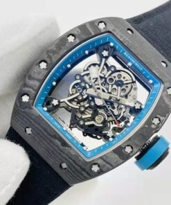 Alternative view of RM055 Skeleton Blue Dial Black Bezel Black Canvas Strap RMS RMUL2