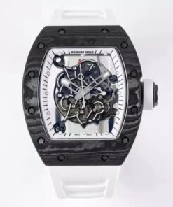 RM055 Skeleton White Dial Black Bezel White Rubber Strap ZF RMUL2