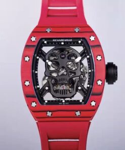 RM 52-01 Skull Black Dial Red Bezel Red Rubber Strap JB Tourbillon 1