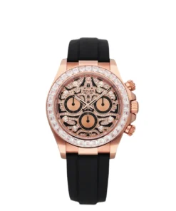 Rolex Cosmograph Daytona Everose Gold Baguette Diamond Bezel with Pavé Diamond Dial