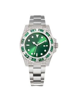 Rolex Submariner Date, 18K White Gold Diamonds Emerald