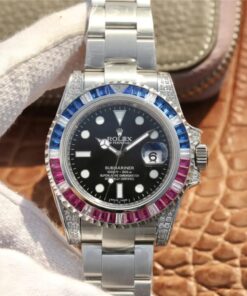Alternative view of Rolex Submariner Silver Blue/Red Diamond, 40mm