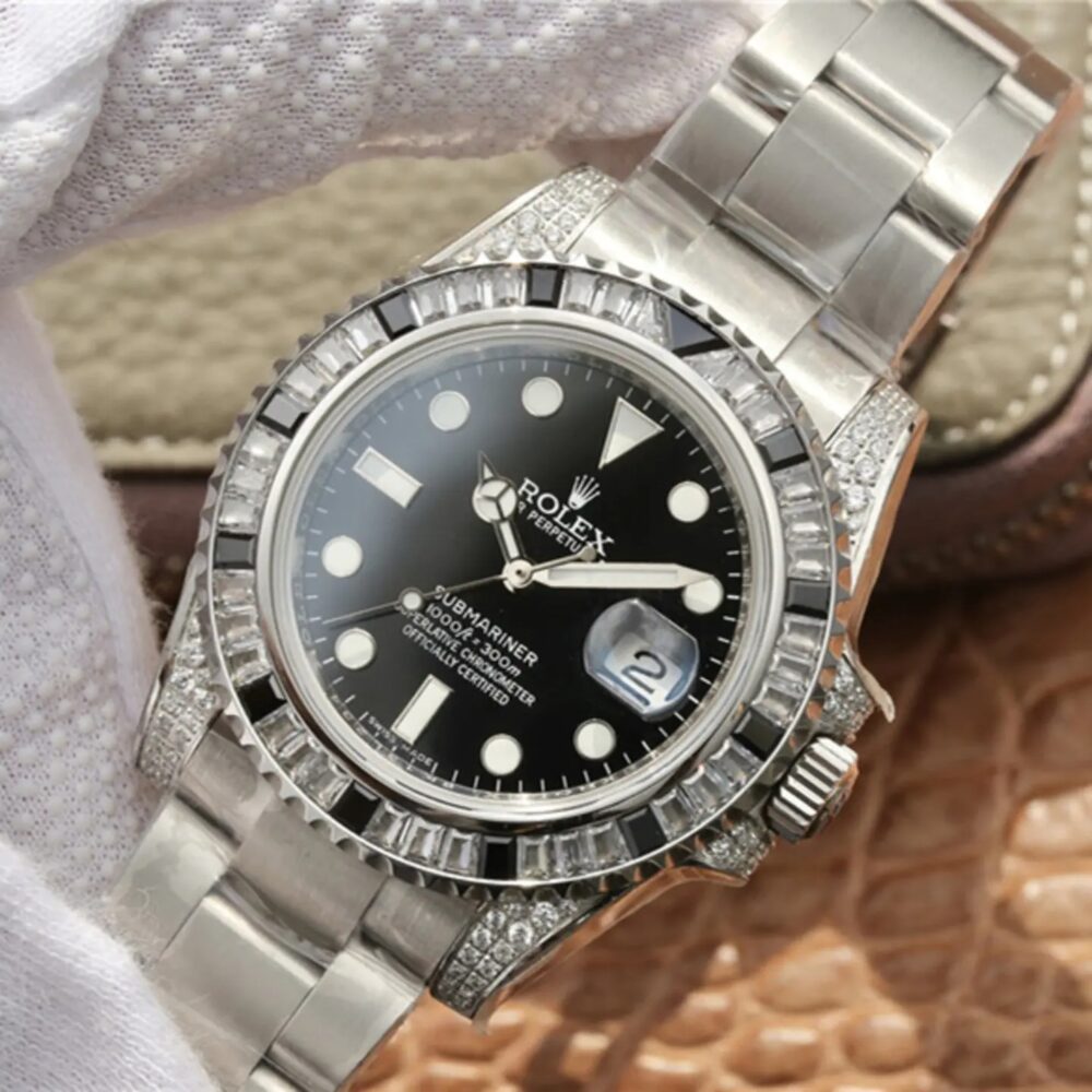 Rolex Submariner Date Silver Black Diamond, 40mm – Bild 5