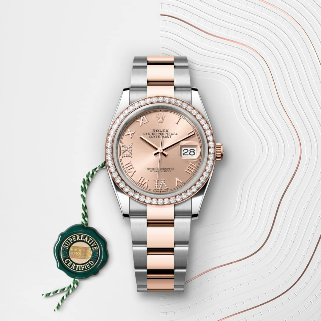Rolex Datejust 36 Oyster, 36 mm, Oystersteel, Everose gold and diamonds - Image 4