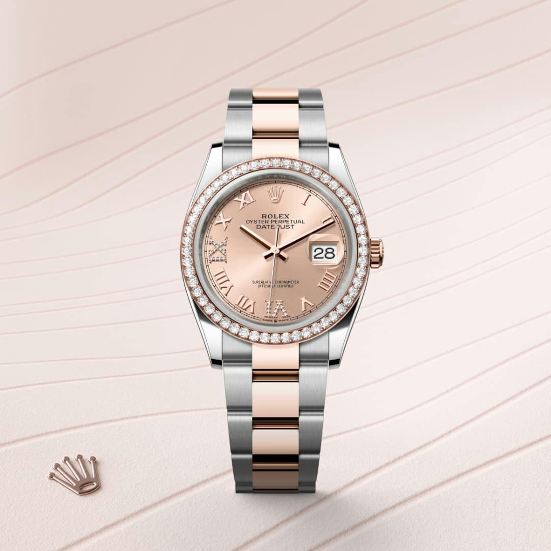 Rolex Datejust 36 Oyster, 36 mm, Oystersteel, Everose gold and diamonds - Image 2