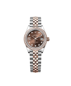 Rolex Lady-Datejust Oyster, 28 mm, Oystersteel, Everose gold and diamonds