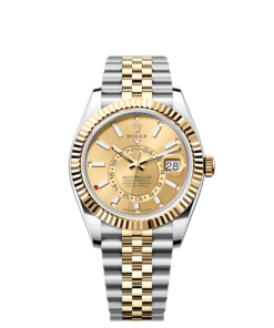 Rolex Sky-Dweller, 42 mm, Oystersteel et or jaune 18 ct, champagne, bracelet Jubilee