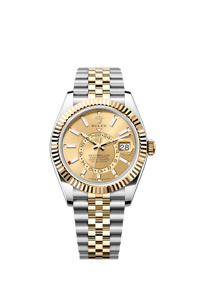 Rolex Sky-Dweller, 42mm, Oystersteel and 18k Yellow Gold, Champagne, Jubilee