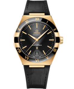 Constellation 41 mm, yellow gold on leather strap