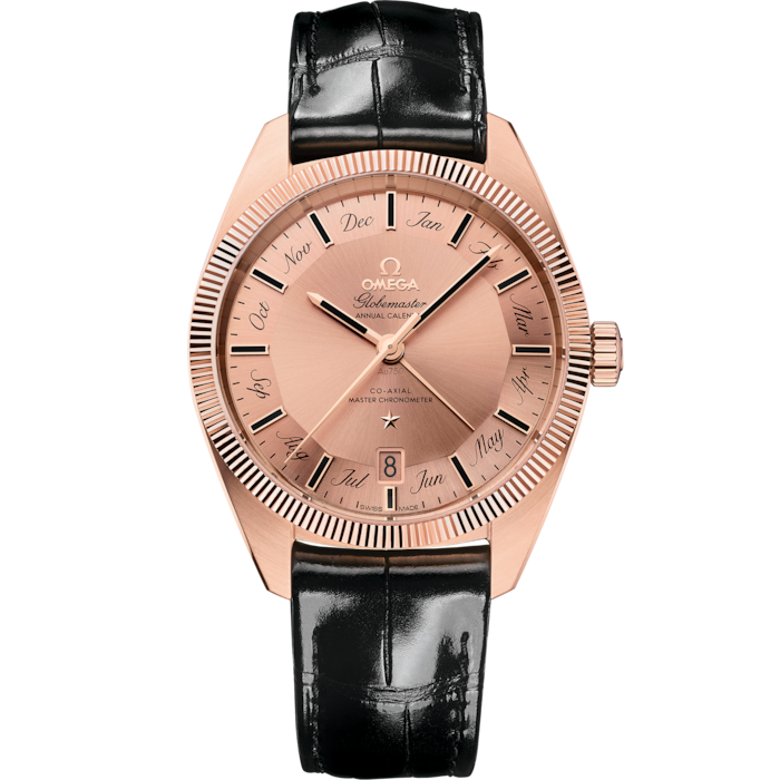 Constellation Globemaster 41 mm, Sedna™ gold on leather strap