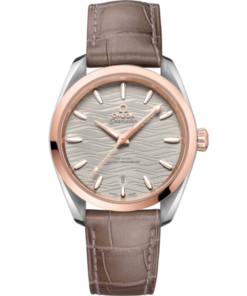 Seamaster Aqua Terra 150M 38 mm, steel ‑ Sedna™ gold on leather strap