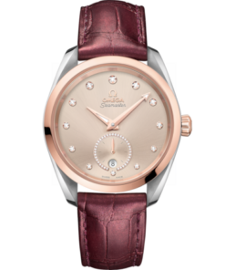 Seamaster Aqua Terra 150M 38 mm, steel ‑ Sedna™ gold on leather strap