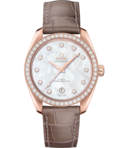 Seamaster Aqua Terra 150M 38 mm, Sedna™ gold on leather strap