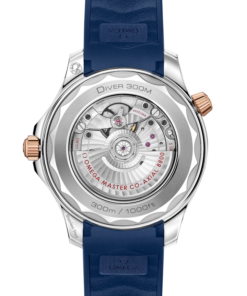 Alternative view of Seamaster Diver 300M 42 mm, steel ‑ Sedna™ gold on rubber strap