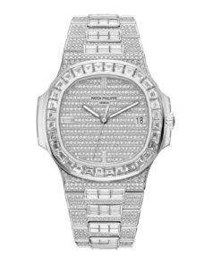 Nautilus Date, Sweep Seconds Watch, 18k White Gold and 1,343 diamonds