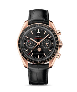 Speedmaster Moonphase 44.25 mm, Sedna™ gold on leather strap