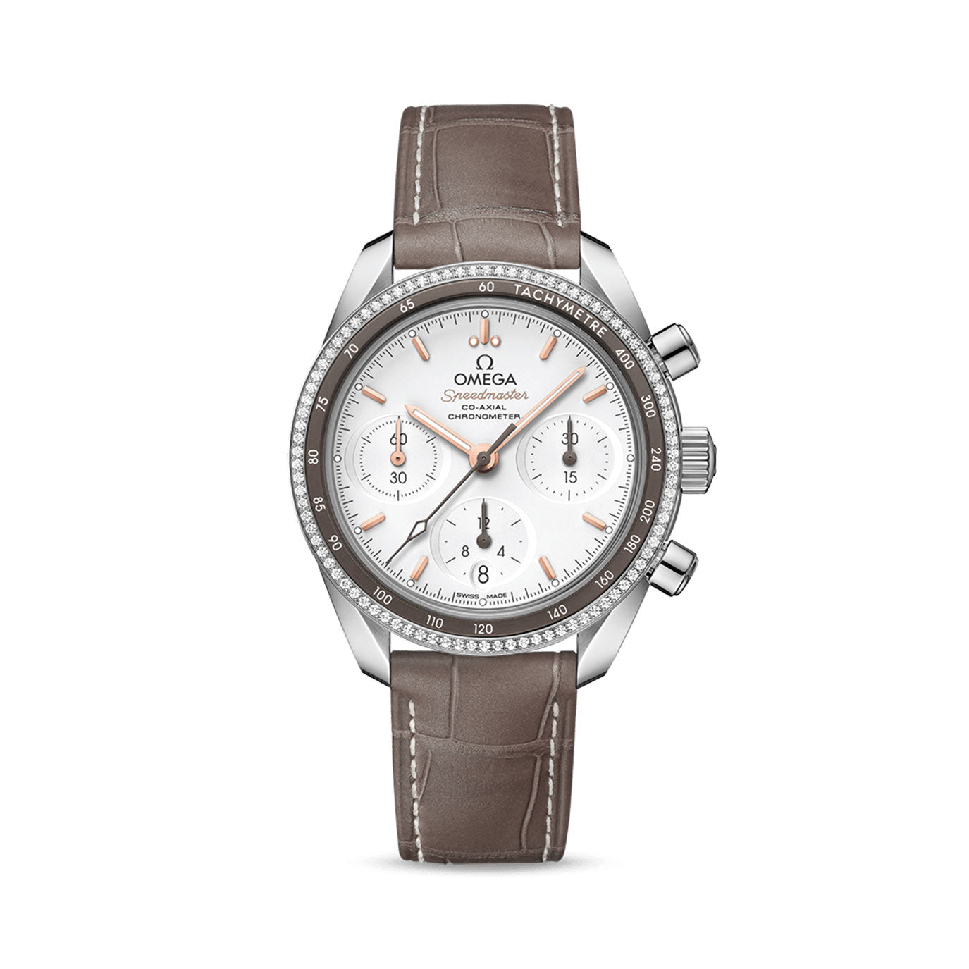 Speedmaster 38 38 mm, steel on leather strap