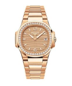 Nautilus Quartz Diamond Ladies Watch, 18k Rose Gold, 32mm
