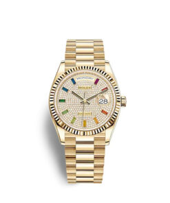 Rolex Day-Date 40 “Rainbow Paved Diamond Dial” in Yellow Gold